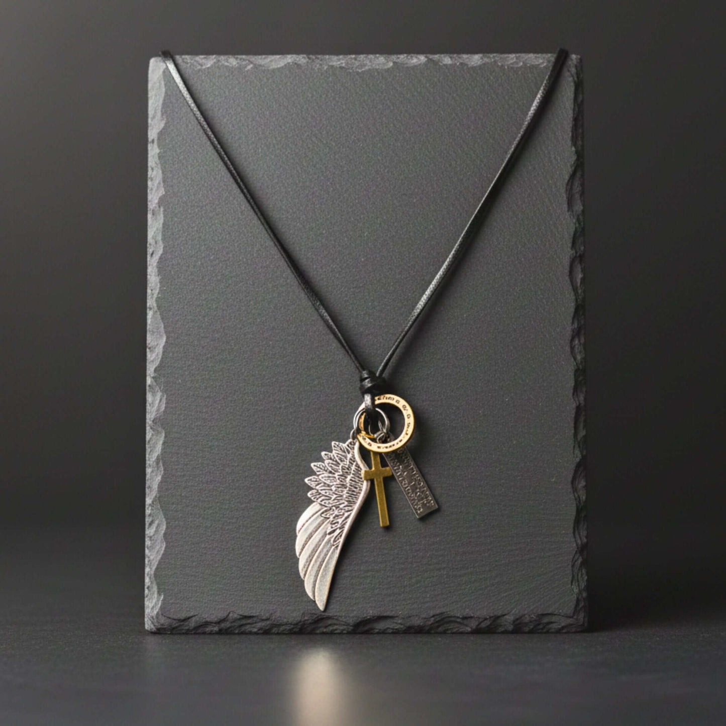 CROSSWING RELIC – 3-Inch Pure Stainless Steel Pendant with Adjustable Leather Rope for Men & Boys — Leather Necklace for Men | THE MEN THING