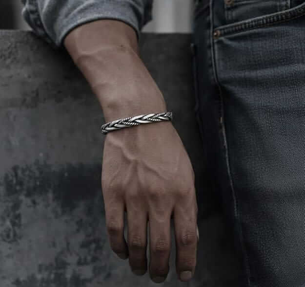 Combo Cobra Cross Pendant × Twisted Texture Bangle Bracelet| Bold Style Set for Men — SS Pendant/ Necklace for Men | THE MEN THING