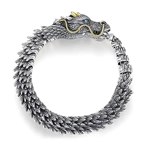 Combo – Golden Horn Titanium Pendant with 24″ Chain + Vintage Wyvern Copper Bracelet (9 inch) - THE MEN THING