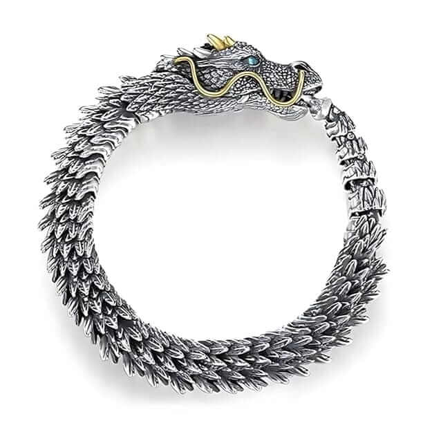 Combo – Golden Horn Titanium Pendant with 24″ Chain + Vintage Wyvern Copper Bracelet (9 inch) — SS Pendant/ Necklace for Men | THE MEN THING