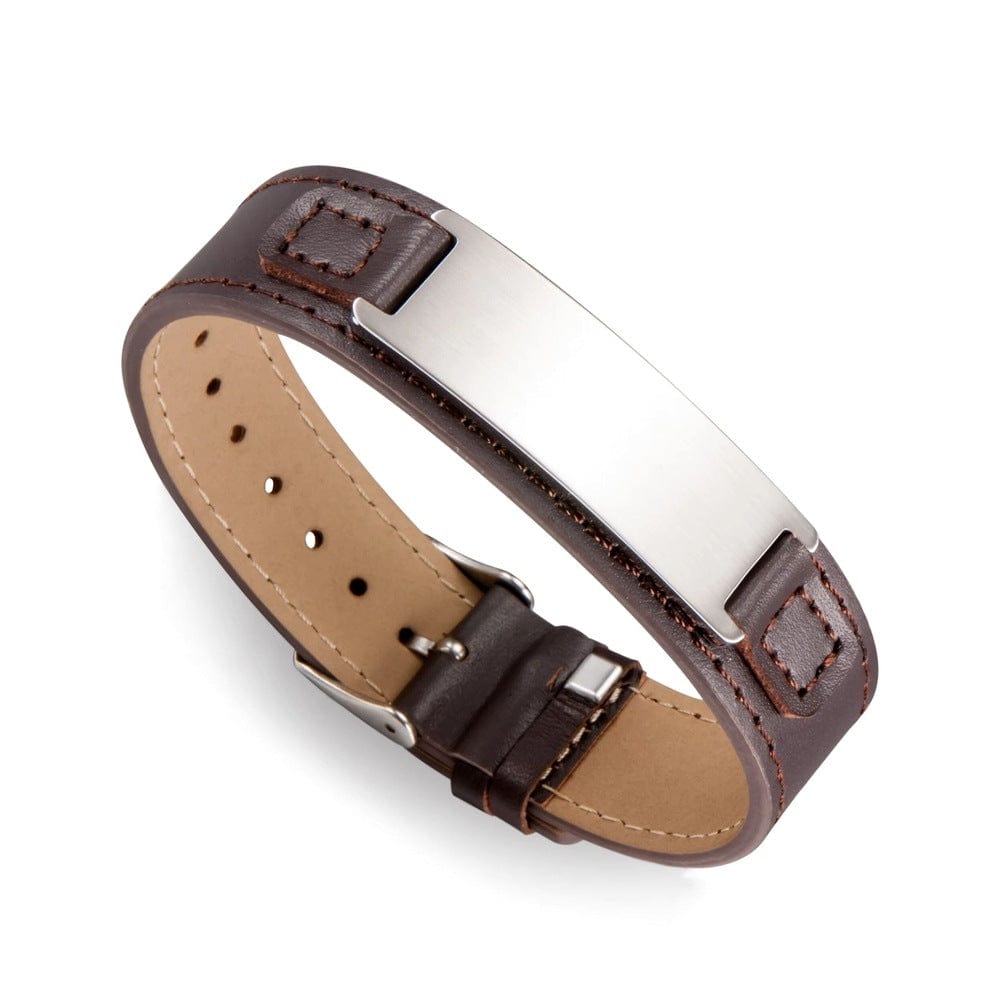 DARKMATTER STRAP SILVER - Genuine Braided Leather Bracelet Set for Men & Boys (8 inch) - THE MEN THING
