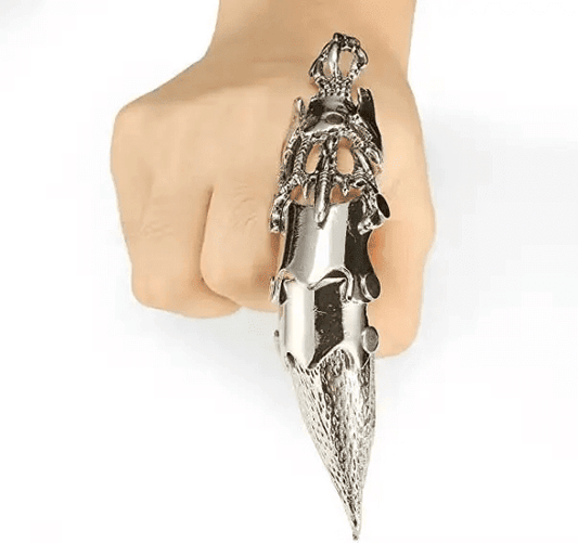 DLOOP-ARM - Silver Double Loop Knuckle Adjustable Joint Full Finger Ring for Men & Boys - THE MEN THING
