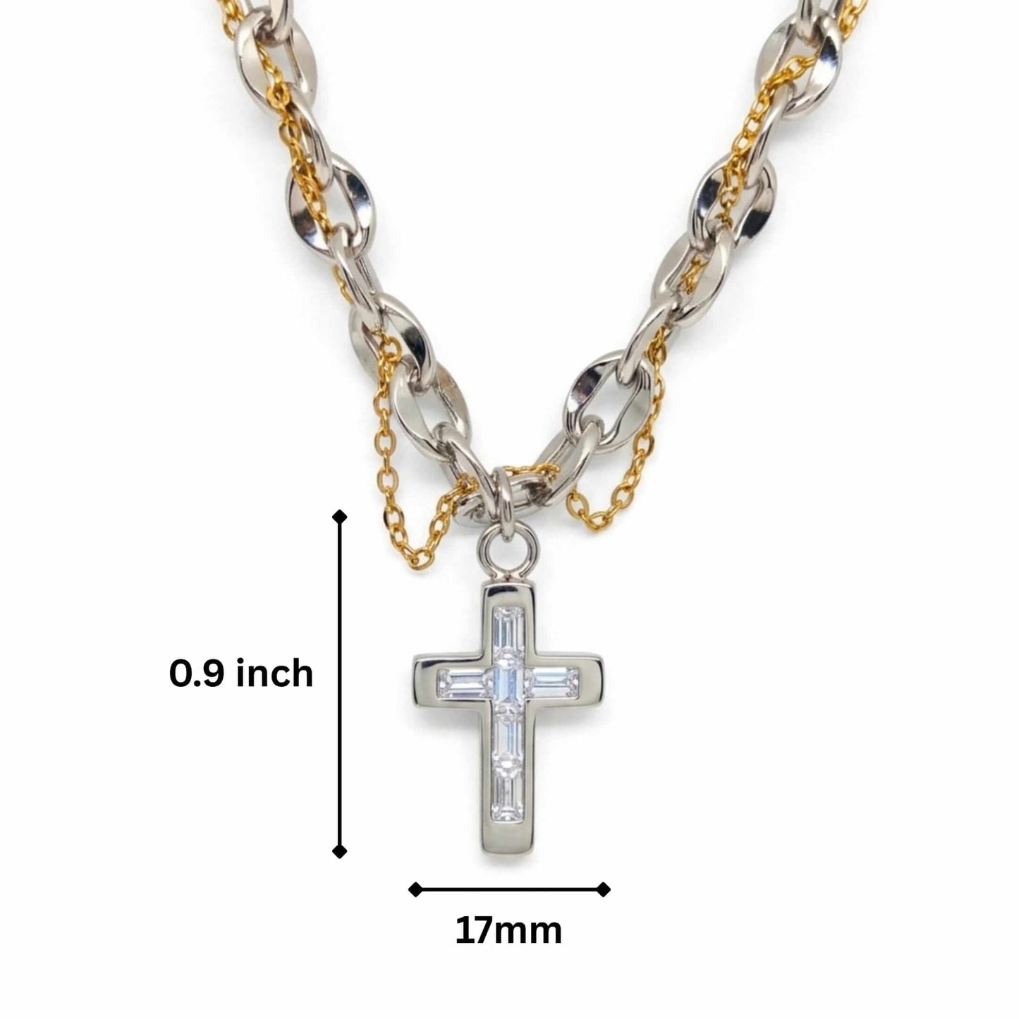 DOMINUS CROSS - 17mm Titanium Steel Pendant with 20 to 21inch Adjustable Oval 8mm Chain for Men & Boys — SS Pendant/ Necklace for Men | THE MEN THING