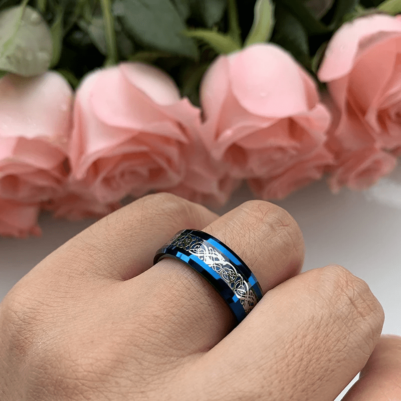 DRACONIC BLUE - Titanium Steel Ring for Men and Boys (Size-22) — Rings for Men | THE MEN THING