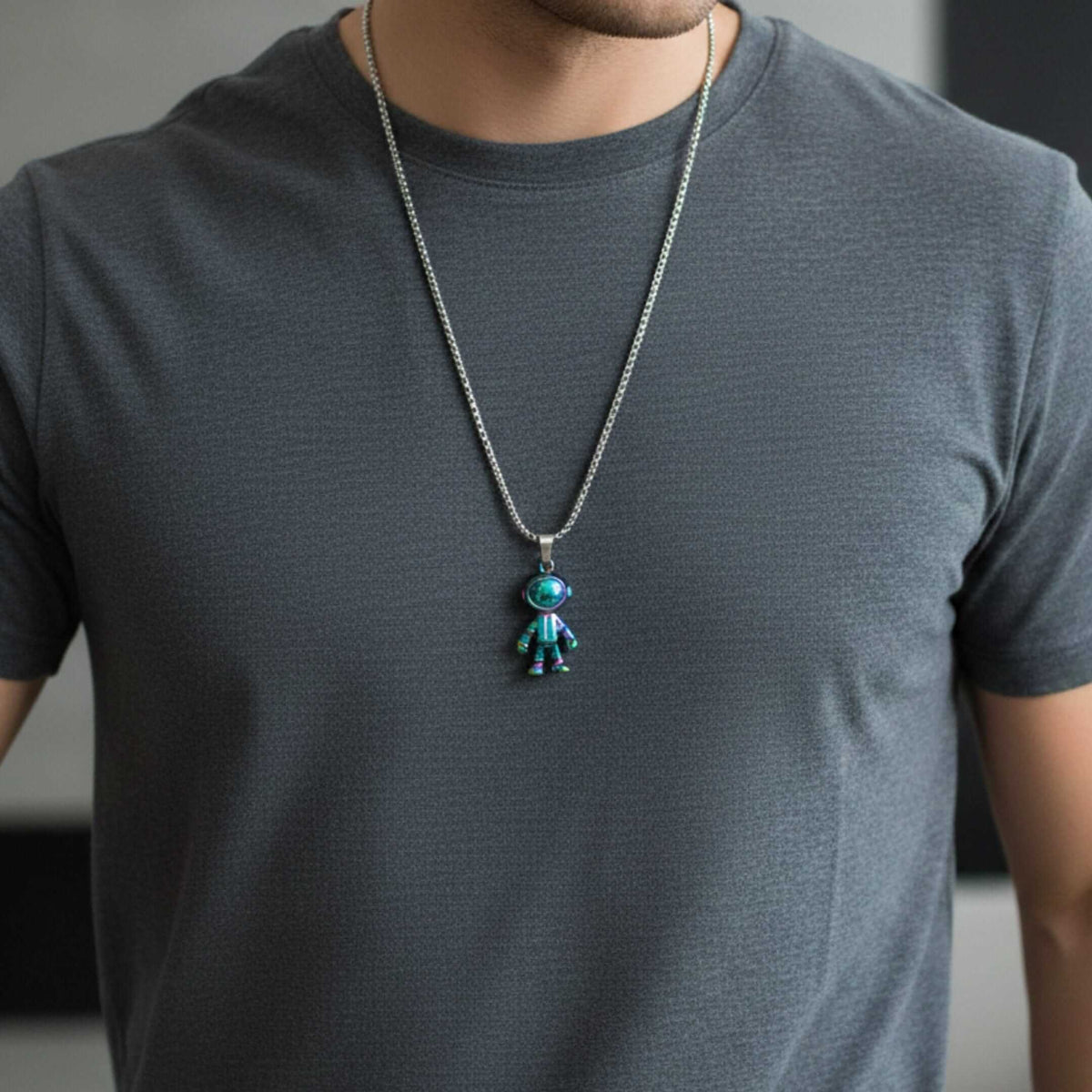 DRIFT ASTRONAUT - 15mm Pure Titanium Steel Pendant with 27inch Round Box 4mm Chain for Men & Boys — SS Pendant/ Necklace for Men | THE MEN THING