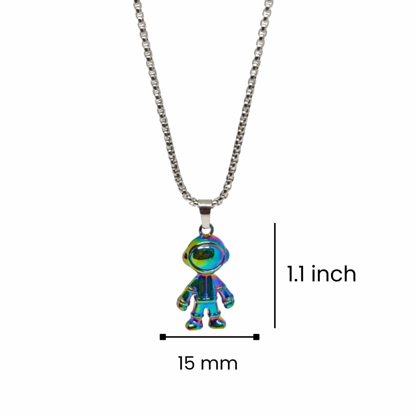 DRIFT ASTRONAUT - 15mm Pure Titanium Steel Pendant with 27inch Round Box 4mm Chain for Men & Boys — SS Pendant/ Necklace for Men | THE MEN THING