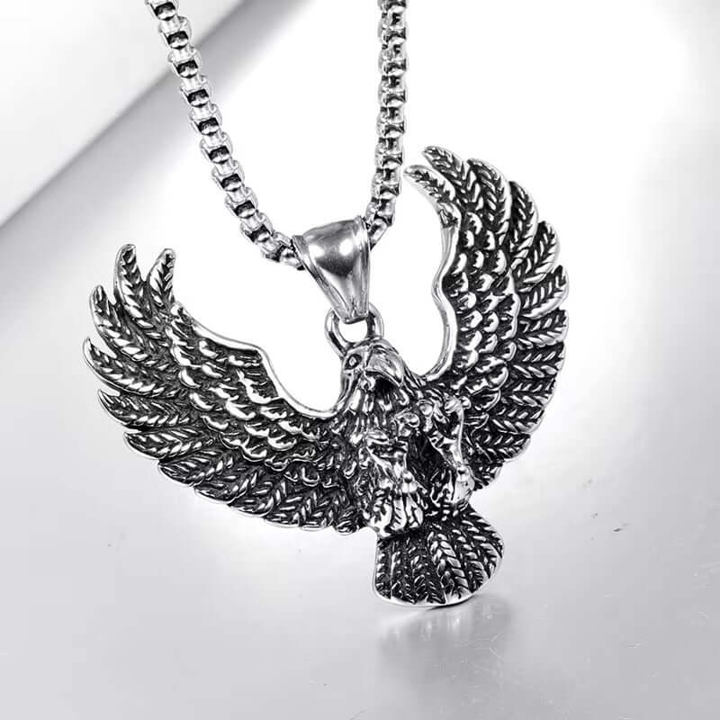 EAGLE CATCH (T) - Pure Titanium Steel Pendant with Stainless Steel 24inch Round Box Chain, European trending Style for Men & Boy - THE MEN THING