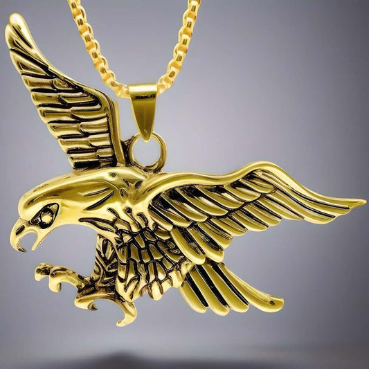 EAGLE-HUNTER - Gold Alloy Pendant with Pure Stainless Steel 24inch Round Body Chain, European trending Style for Men & Boy — SS Pendant/ Necklace for Men | THE MEN THING