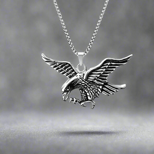 EAGLE-HUNTER (T) - Pure Titanium Steel Pendant with Stainless Steel 24inch Round Box Chain, European trending Style for Men & Boy — SS Pendant/ Necklace for Men | THE MEN THING