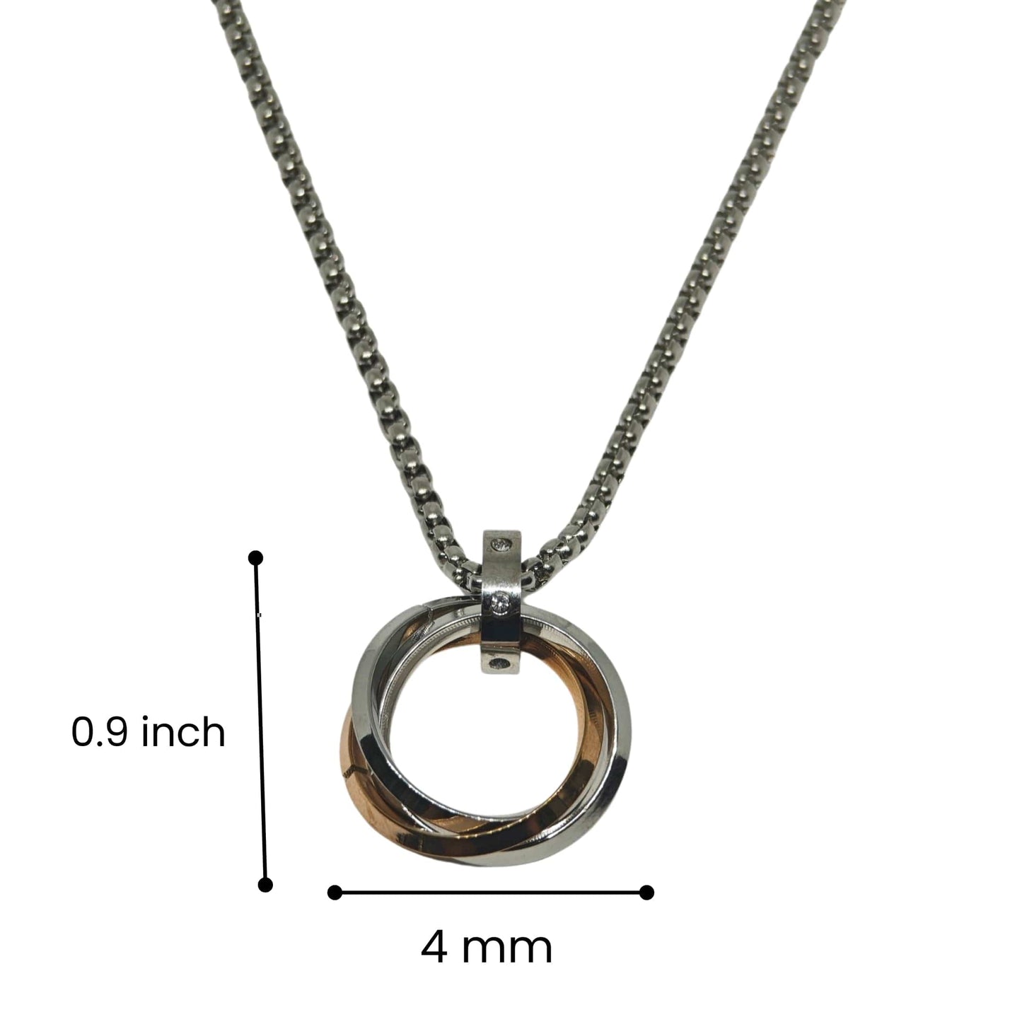 ECLIPSE NEXUS ROSE GOLD - 4mm Titanium Steel Pendant with 24inch Round Box 4mm Chain for Men & Boys - THE MEN THING