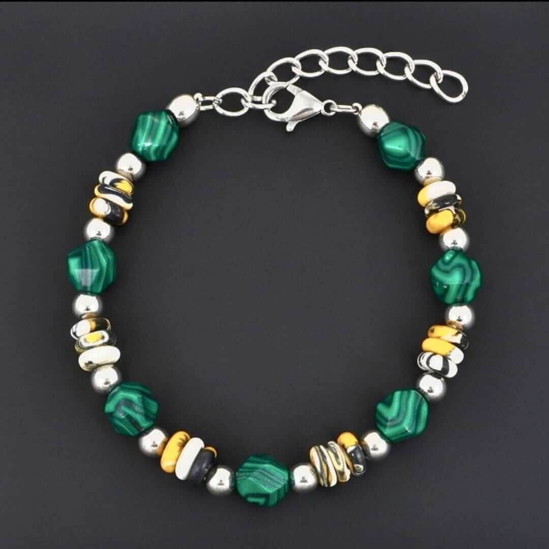 EMERALD FUSION - 7mm Beads Bracelet with Natural Stone - 6.5 to 8.5 inch Adjustable Bracelet — Beads Bracelet for Men | THE MEN THING