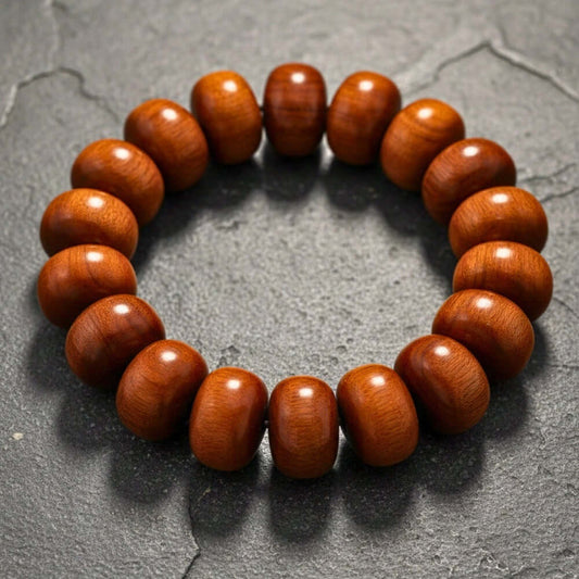 EVOOAK - 19mm Wooden Beads Bracelet with Natural Stone - Adjustable Bracelet — Bead Bracelet for Men | THE MEN THING