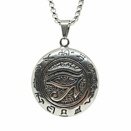 EYE OF HORUS - 34mm Titanium Steel Pendant with 24inch Round Box 5mm Chain for Men & Boys - THE MEN THING