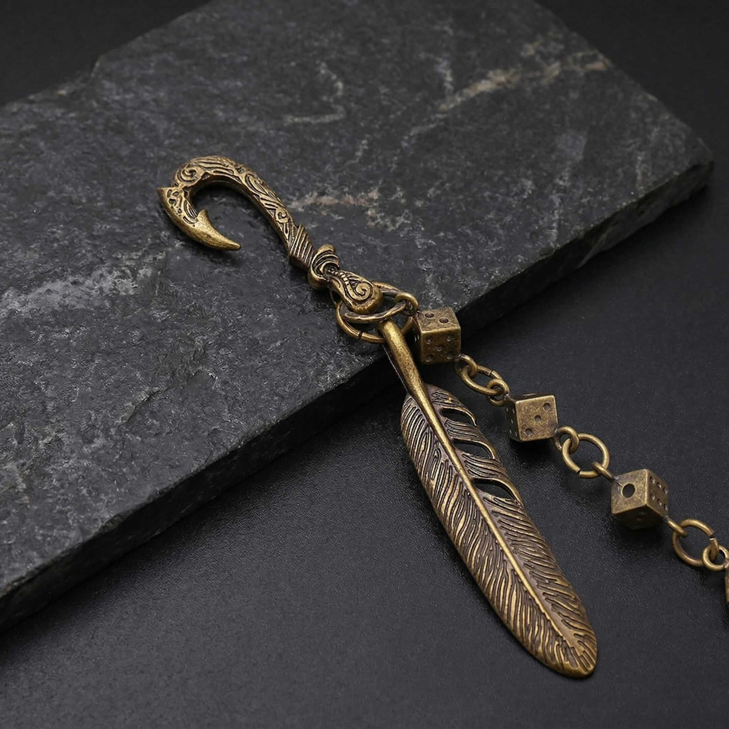 FEATHER DICE - Antique Bronze 10mm Titanium Steel Heavy Biker Chain for Jeans with Lobster Clasps for Men & Boys - 21 inch — Biker Fashion for Men | THE MEN THING
