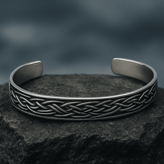 FENRIR TWIST - Pure Stainless Steel Open Bangle Bracelet (Adjustable) for Men & Boys - THE MEN THING