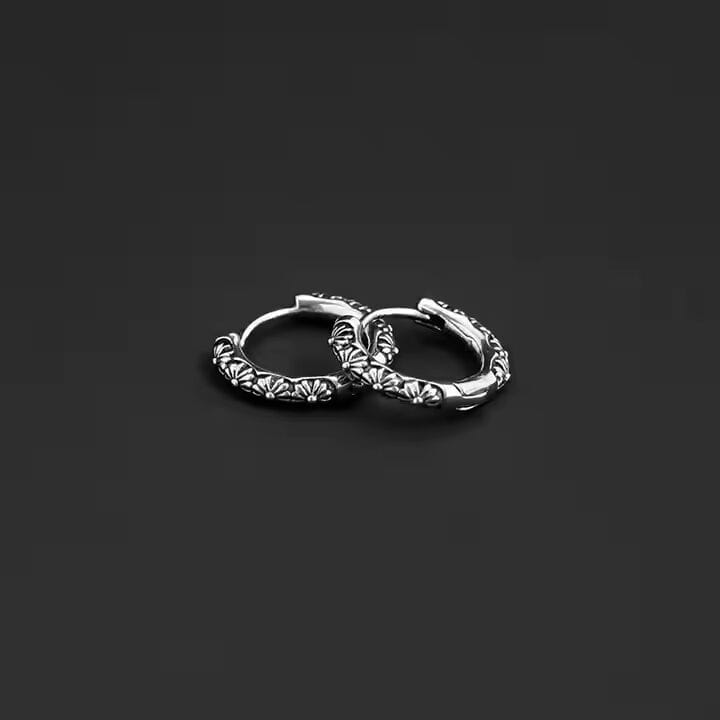 FLEUR BLOSSOM - 10mm Pure Titanium Steel Hoop Earrings for Men & Boys (2pcs) - THE MEN THING