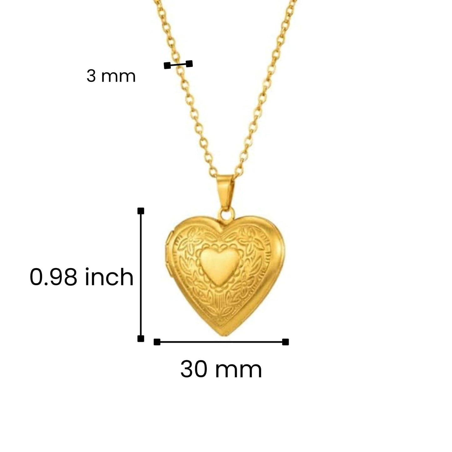 FOREVER HEART - Golden - Pure Titanium Steel Bar Pendant with 24inch Cuban Chain for Men & Boys - THE MEN THING