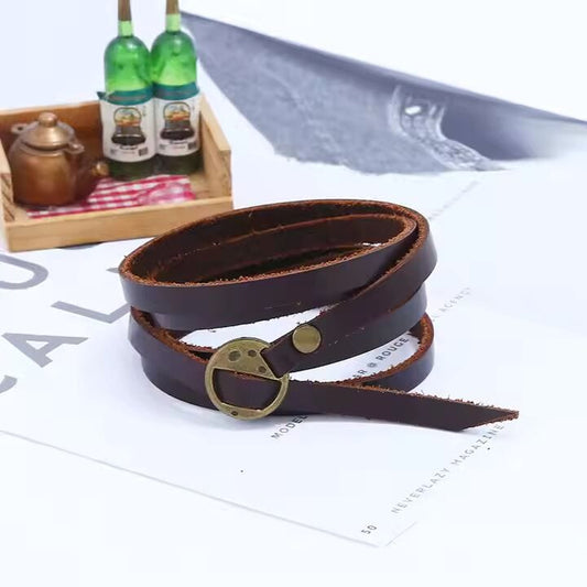 FRONTIER WRAP DARK BROWN - Genuine Braided Leather Bracelet Set for Men & Boys (8 inch) - THE MEN THING