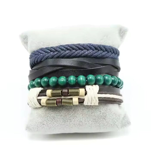 FROSTBORN CUFF - 3 Pcs Genuine Braided Leather Bracelet Set for Men & Boys (8 inch) - THE MEN THING