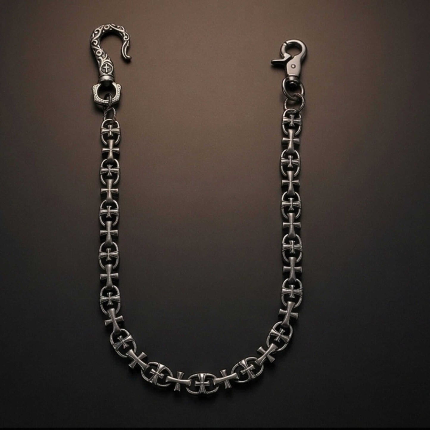 GOTHIC CROSS - Antique Steel 13mm Titanium Steel Heavy Biker Chain for Jeans with Lobster Clasps for Men & Boys - 20 inch - THE MEN THING