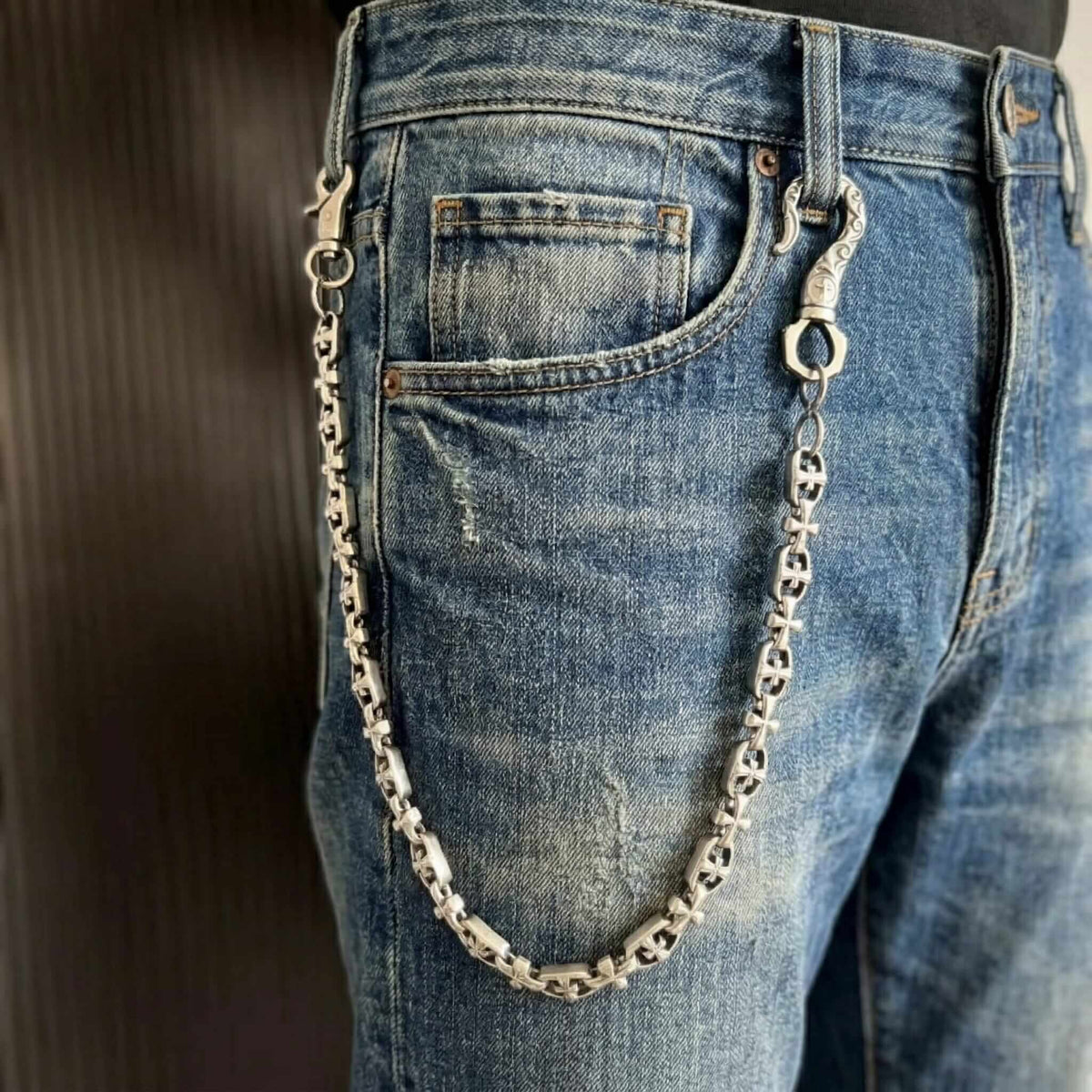 GOTHIC CROSS - Antique Steel 13mm Titanium Steel Heavy Biker Chain for Jeans with Lobster Clasps for Men & Boys - 20 inch — Biker Fashion for Men | THE MEN THING