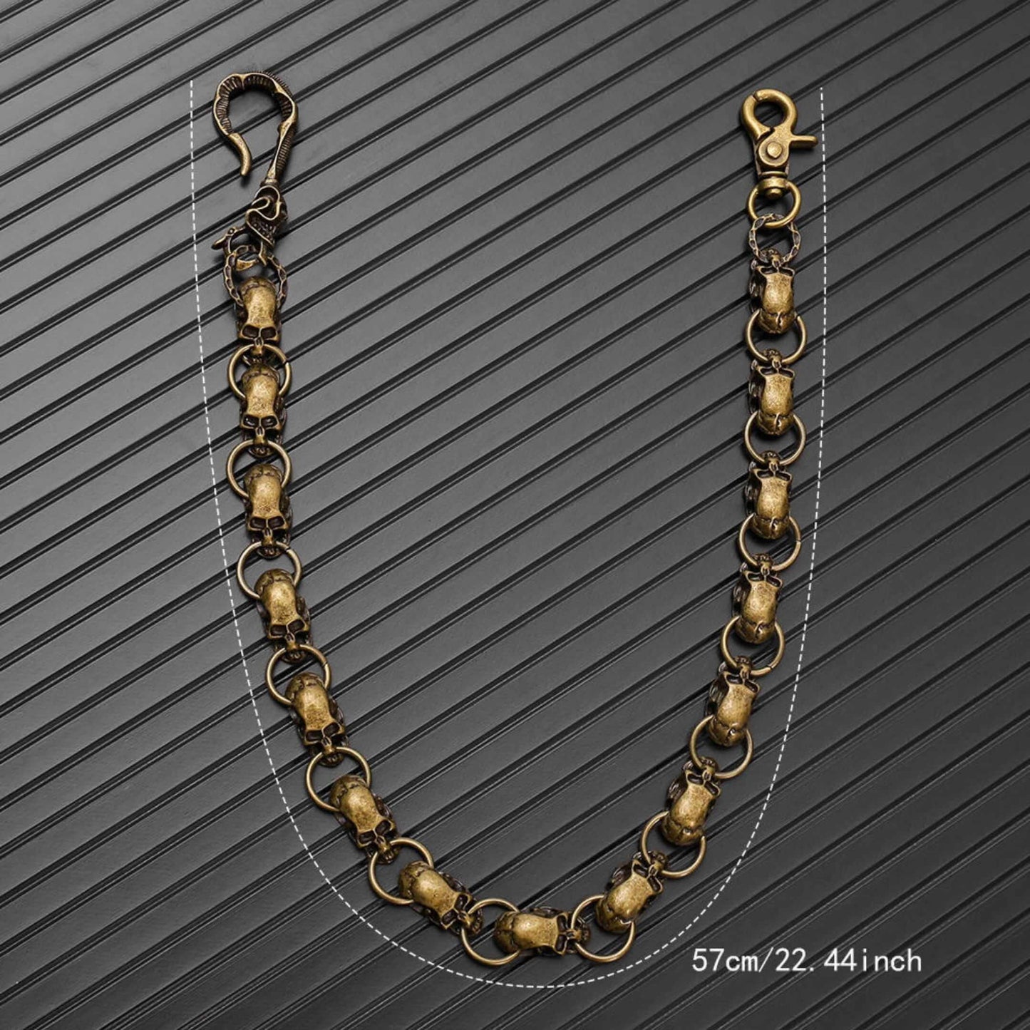 GRIM LINK - Antique Gold 19mm Titanium Steel Skull Heavy Biker Chain for Jeans with Lobster Clasps for Men & Boys - 22 inch — Biker Fashion for Men | THE MEN THING