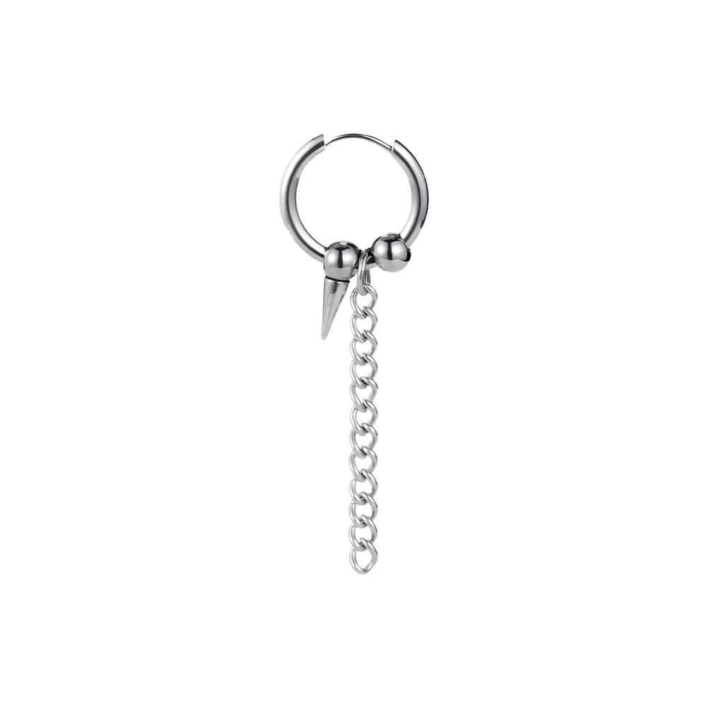 HEX SPIKE SILVER - Pure Titanium Steel Hoop Earrings for Men & Boys (2pcs) - THE MEN THING