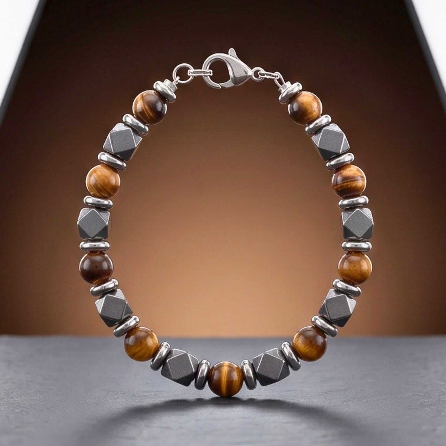 HEXSTONE TIGER - 7mm Beads Bracelet with Natural Stone - 7.5 to 8.5 inch Adjustable Bracelet — Beads Bracelet for Men | THE MEN THING