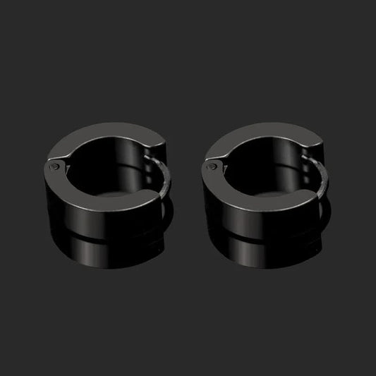 HUGGIE BLACK - Titanium Steel Stud Earrings for Men & Boys (2 Pcs) - THE MEN THING