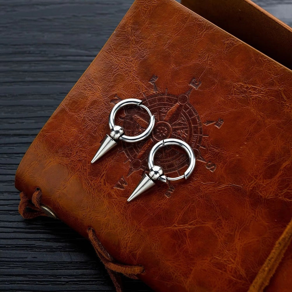 SPIREHOOP - SILVER - Pure Titanium Steel Ear Hoop Earrings for Men & Boys (2 Pcs)