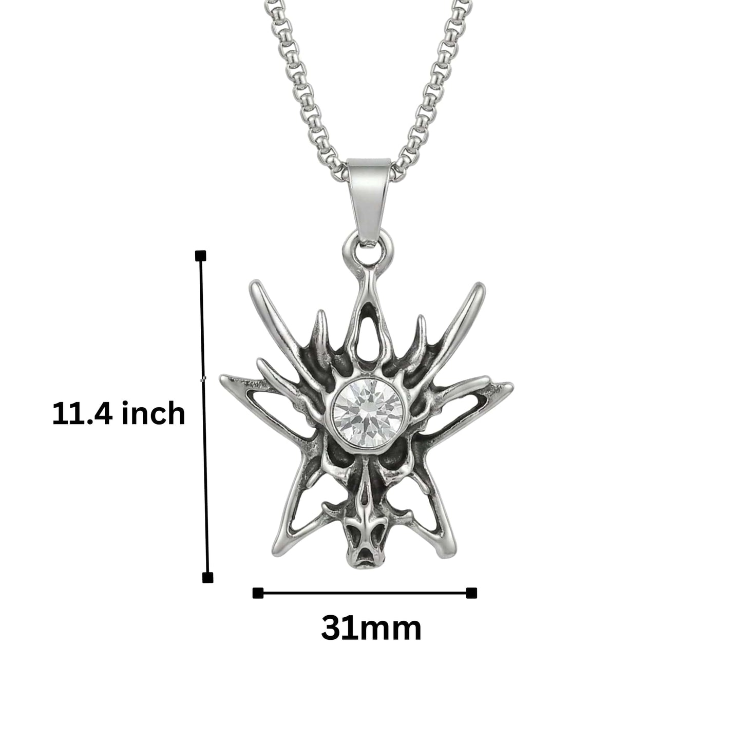 INFERNO STARBURST - 31mm Pure Titanium Steel Pendant with 23inch Round Box 2mm Chain for Men & Boys — SS Pendant/ Necklace for Men | THE MEN THING