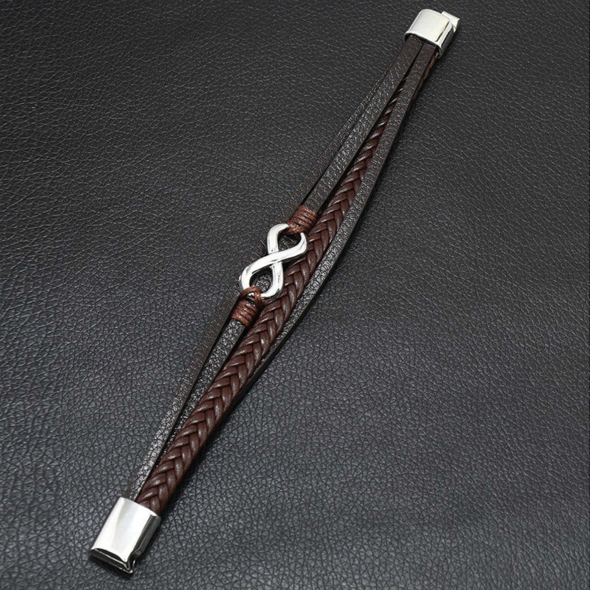 INFINITE ROGUE - Dark Brown 25mm Genuine Leather Bracelet with Stainless Steel Magnetic Buckle for Men & Boys (8 inch) — Leather Bracelet for Men | THE MEN THING