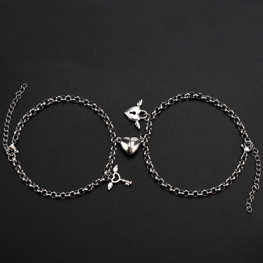 INTERLOCKING HEART - Pure Stainless Steel with Lobster Clasp for Men and Couples Bracelet (7inch with Adjustable chain) — Steel Bracelets for Men | THE MEN THING