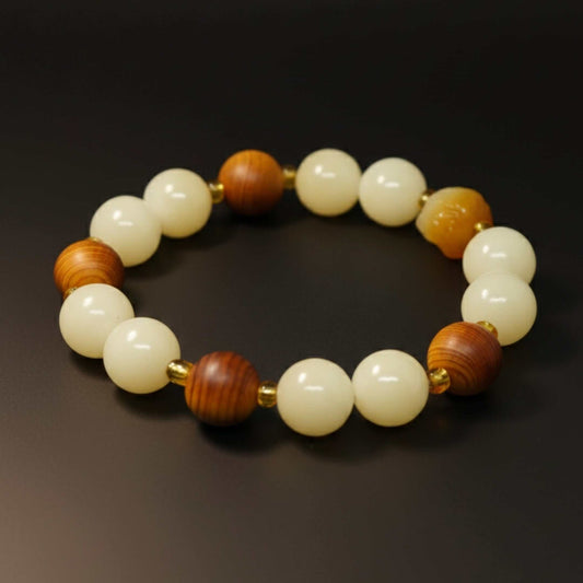 IVORY GROVE - 13mm Beads Bracelet with Natural Stone - Adjustable Bracelet — Bead Bracelet for Men | THE MEN THING