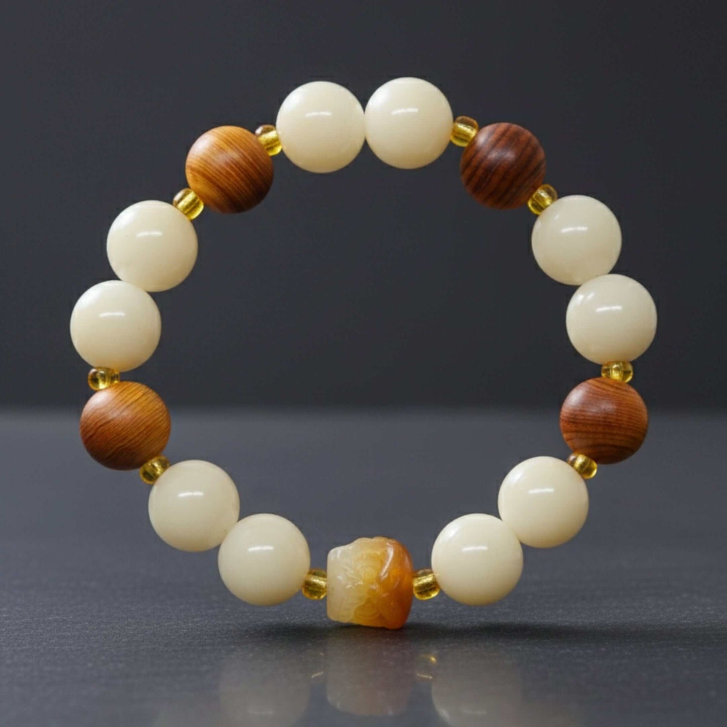 IVORY GROVE - 13mm Beads Bracelet with Natural Stone - Adjustable Bracelet — Bead Bracelet for Men | THE MEN THING
