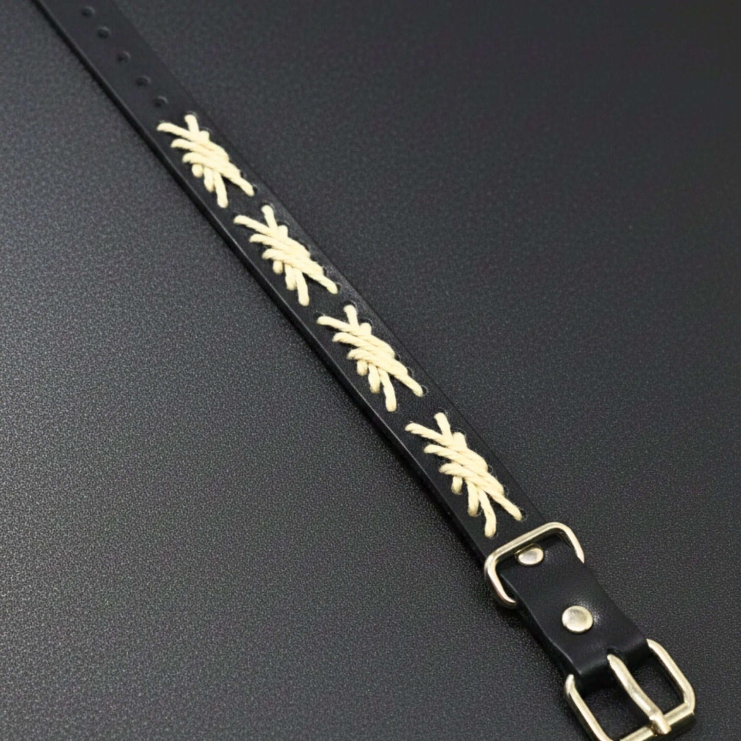 IVORY STITCH - 1.5mm Black Genuine Leather Adjustable Bracelet for Men & Boys (9 inch) — Leather Bracelet for Men | THE MEN THING