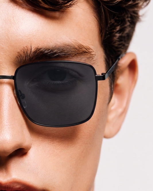 J3298 - OBSIDIAN LUXE - HD Polarised Sunglasses for Men - UV400 Protection, Stainless Steel Frame - Black Grey Lenses - THE MEN THING