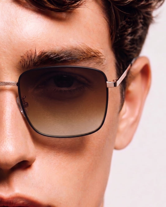 J3298 - OBSIDIAN LUXE - HD Polarised Sunglasses for Men - UV400 Protection, Stainless Steel Frame - Gradient Brown Lenses - THE MEN THING