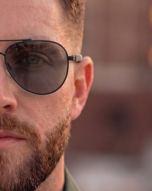 J3332 - MYSTIC ARC - HD Polarised Sunglasses for Men - UV400 Protection, Stainless Steel Frame - Black Lens - THE MEN THING