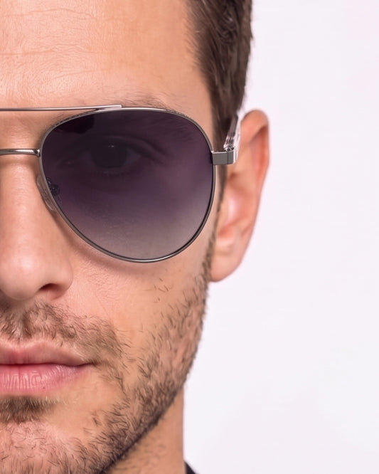 J3335 - SUNLIT ELEGANCE - HD Polarised Sunglasses for Men - UV400 Protection, Stainless Steel Frame - Gunmetal Frame with Gradient Lens - THE MEN THING