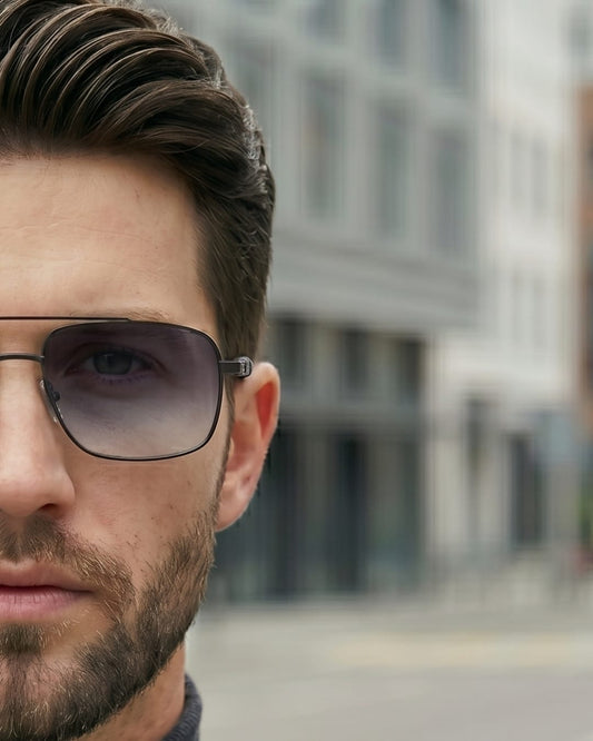 J3348 - VORTEX SHADE - HD Polarised Sunglasses for Men - UV400 Protection, Stainless Steel Frame - Black Frame with Gradient Lens - THE MEN THING