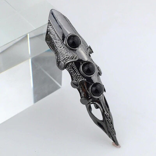 KING-WARRIOR - Black Antique Skull Knuckle Joint Full Finger Ring for Men & Boys - THE MEN THING