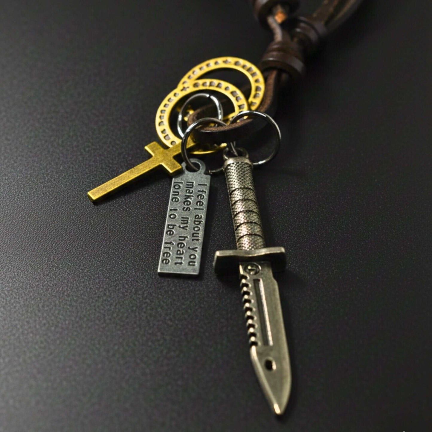 KNIGHT SILVER SWORD – 2.5-Inch Pure Stainless Steel Pendant with Adjustable Leather Rope for Men & Boys — Leather Necklace for Men | THE MEN THING
