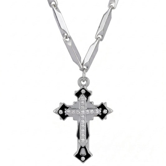 LUMICROSS - 11mm Pure Titanium Steel Pendant with 23inch Rice 4mm Chain for Men & Boys - THE MEN THING