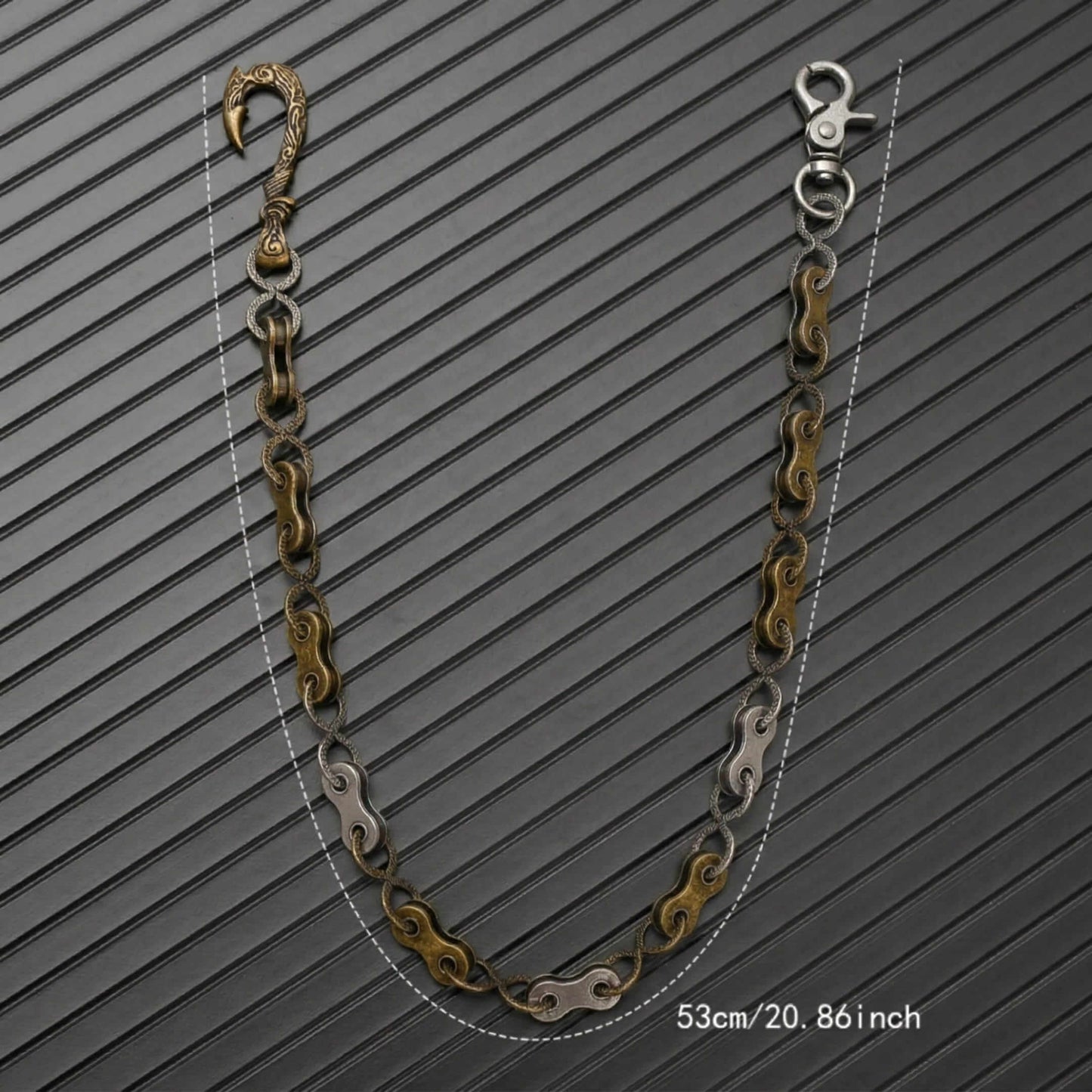 MECHLINK - Antique Steel Gold 12mm Titanium Steel Skull Heavy Biker Chain for Jeans with Lobster Clasps for Men & Boys - 20 inch — Biker Fashion for Men | THE MEN THING