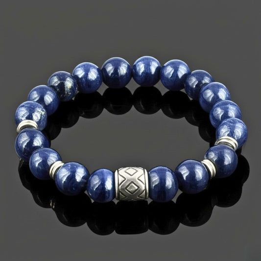 MIDNIGHT NOVA - 12mm Beads Bracelet with Natural Stone - Adjustable Bracelet - THE MEN THING