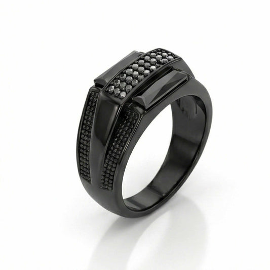 MONARCH BLACK STONE - Pure Stainless Steel Men’s Black Plated Ring (Size : 17-22-27 ) — Rings for Men | THE MEN THING
