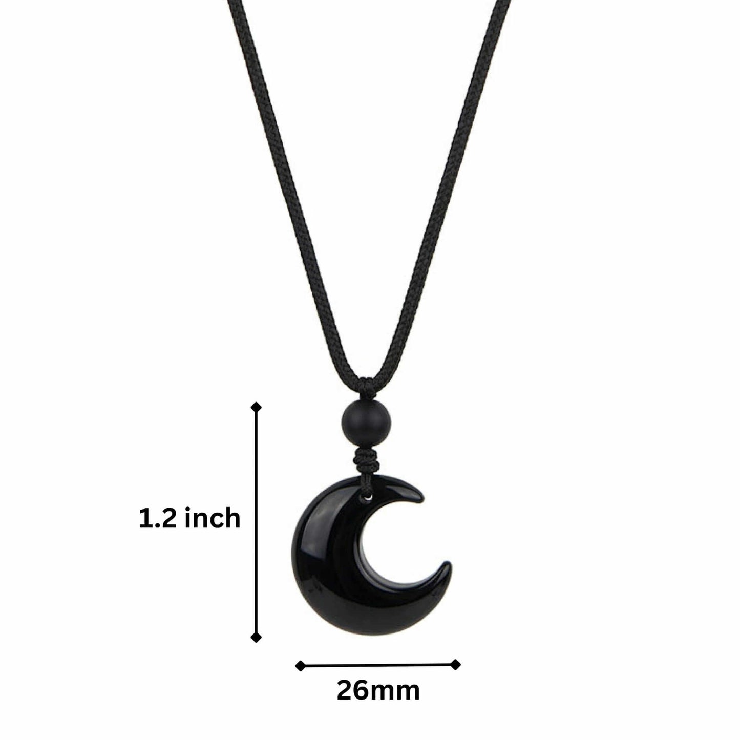 MOONARA BLACK - 26mm Pendant with Adjustable Pure Leather Cord Necklace for Men & Boys — Leather Necklace for Men | THE MEN THING