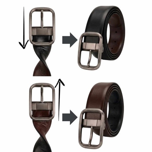 Mens 100% Genuine Leather Belt - BLAVOR Smooth Classic (Black & Brown Reversible) — Leather Belts for Men | THE MEN THING