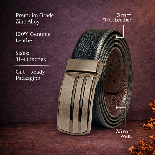 Mens Genuine Leather Belt | 2 in 1 Reversible (Black & Brown) (1 Pc.) - IMPERON - THE MEN THING